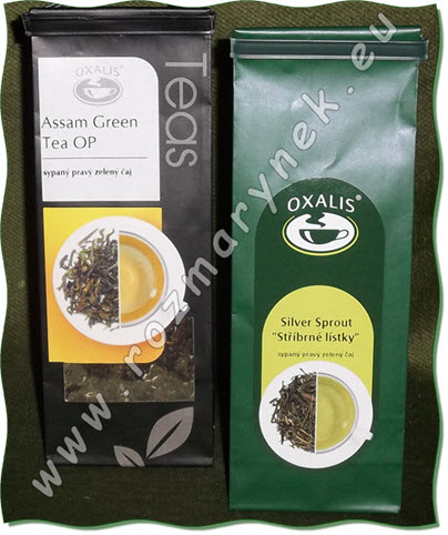 Oxalis pravé zelené čaje - Assam Green Tea OP, Silver Sprout ``Stříbrné lístky``