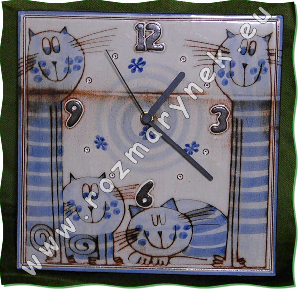 Ho24: Keramické kočičí hodiny modré