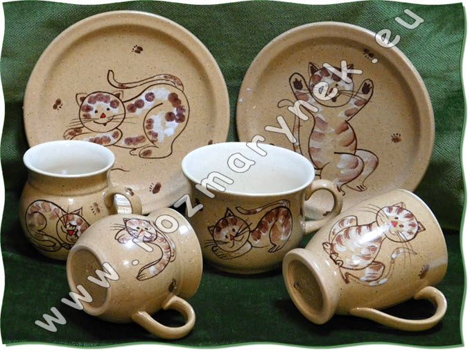 S33: Písková keramika - dekor malované kočky