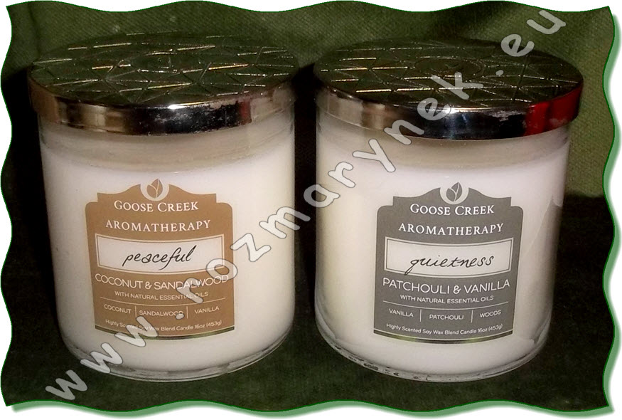 GC120: Aromatherapy (453g, sojový vosk): Peaceful (Coconut & Sandalwood), Quietness (Patchouli & Vanilla)