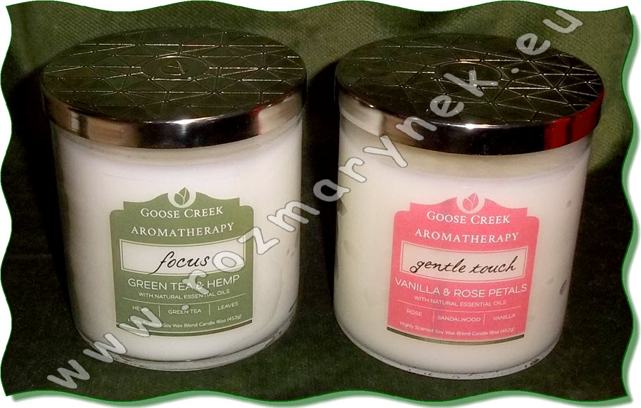 GC121: Aromatherapy (453g, sojový vosk): Focus (Green Tea & Hemp)-VYPRODÁNO, Gentle Touch (Vanilla & Rose Petals)