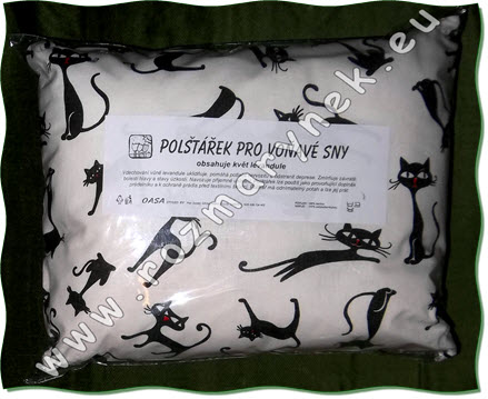 VP55: Polštář pro voňavé sny - bílý, černá kočka
