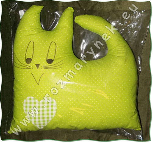 ZP55: Polštář kočka - hráškově zelená, drobný puntík